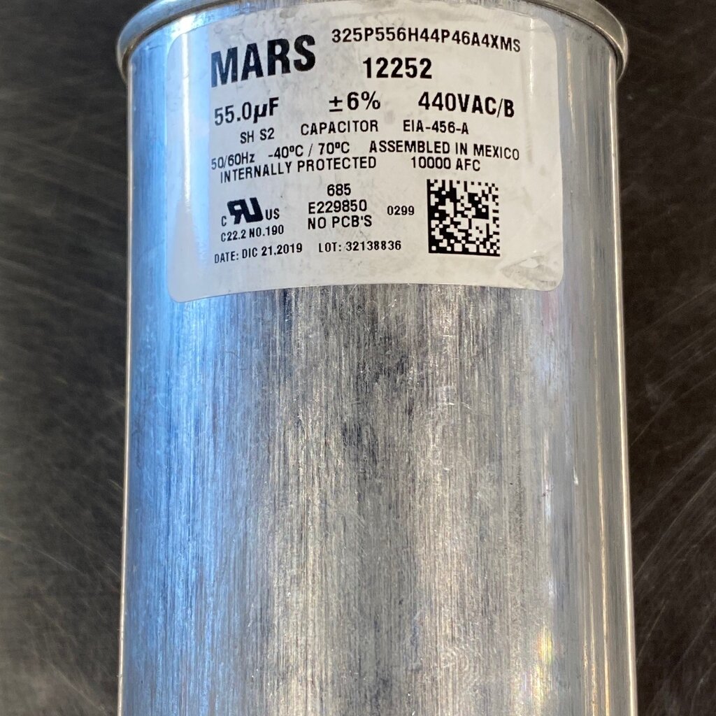 ROUND RUN CAPACITOR 55MFD, 370/440VAC