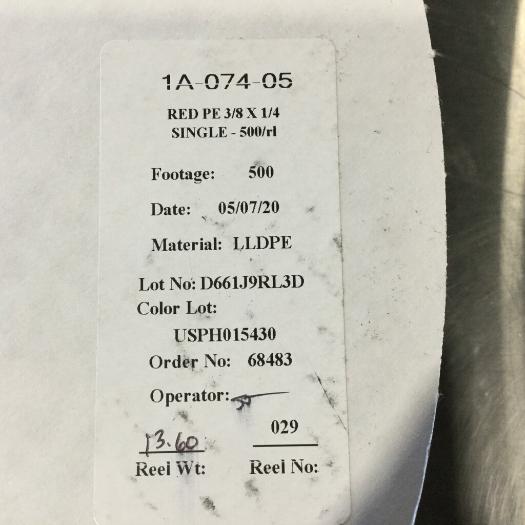 3/8 RED POLYETHLENE HARD TUBING (PER FT)