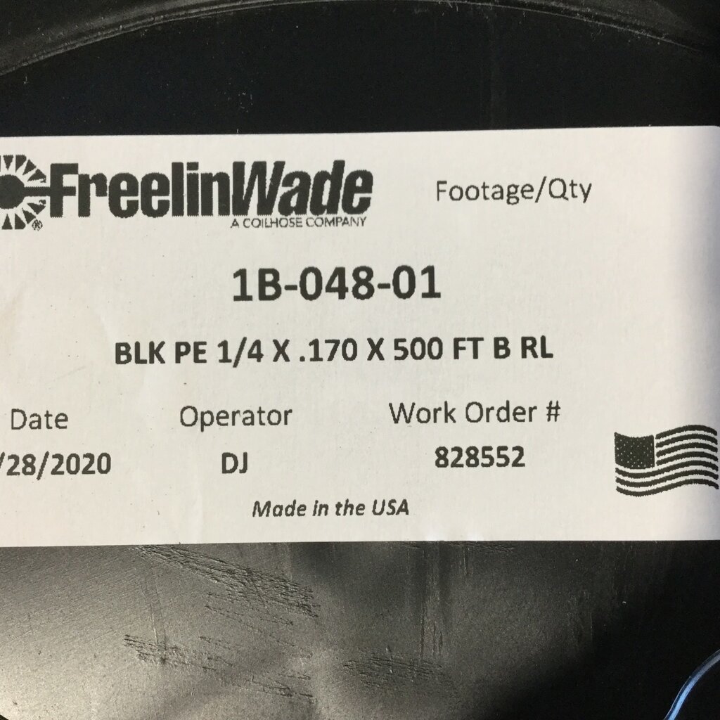 1/4 BLACK POLYETHLENE HARD TUBING (PER FT)