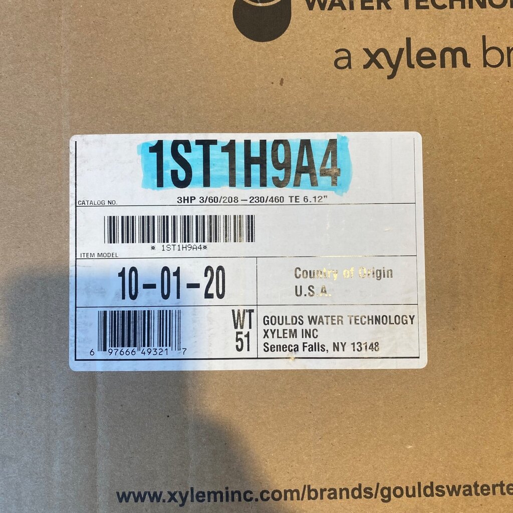 GOULDS PUMP 3HP, 3PH, 3500RPM, 56J FRAME, 6-1/8 IMPELLER, 1 NPT DISCHARGE X 1-1/4 NPT SUCTION (OLD)