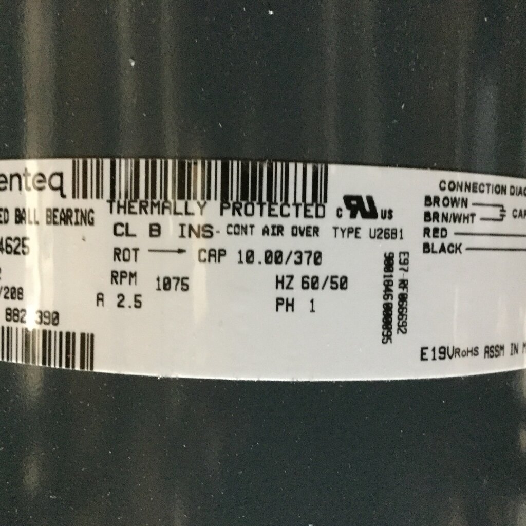 MUELLER CONDENSER FAN MOTOR .5HP, 1PH, 208/230V, 1075RPM, CRADLE MOUNT