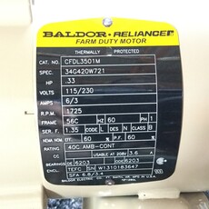 BALDOR MOTOR 1/3HP, 1PH, 1725RPM, 56C FRAME (DISCONTINUED)