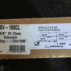 VACUUM TUBING TRANSFLOW 3/8 ID X 5/8 OD CLEAR/BLACK STRIPE (BX 100FT)