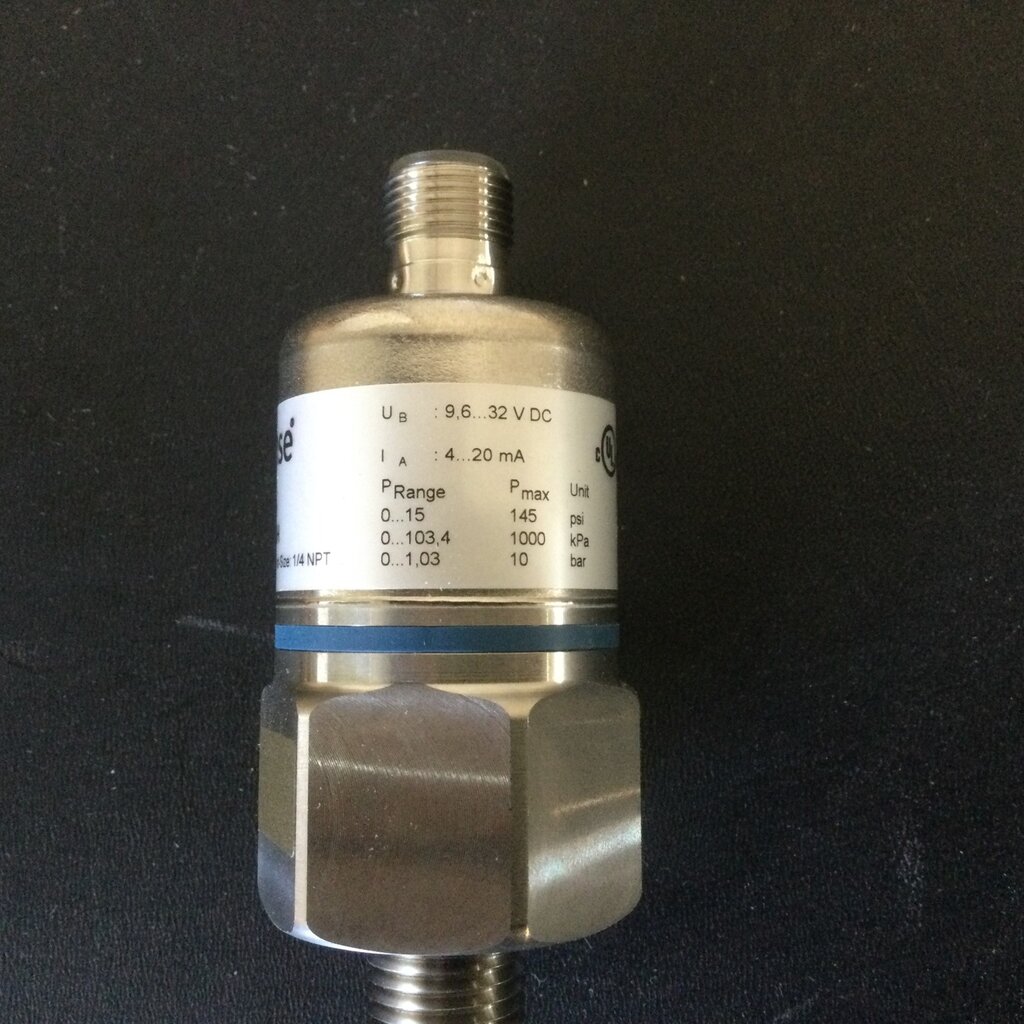 ProSense PRESSURE TRANSMITTER W/ CERAMIC & VITON SEALS, 0 TO 15PSIG, 4-20mA, 1/4 MPT, 9.6-32VDC, M12 CONNECTOR