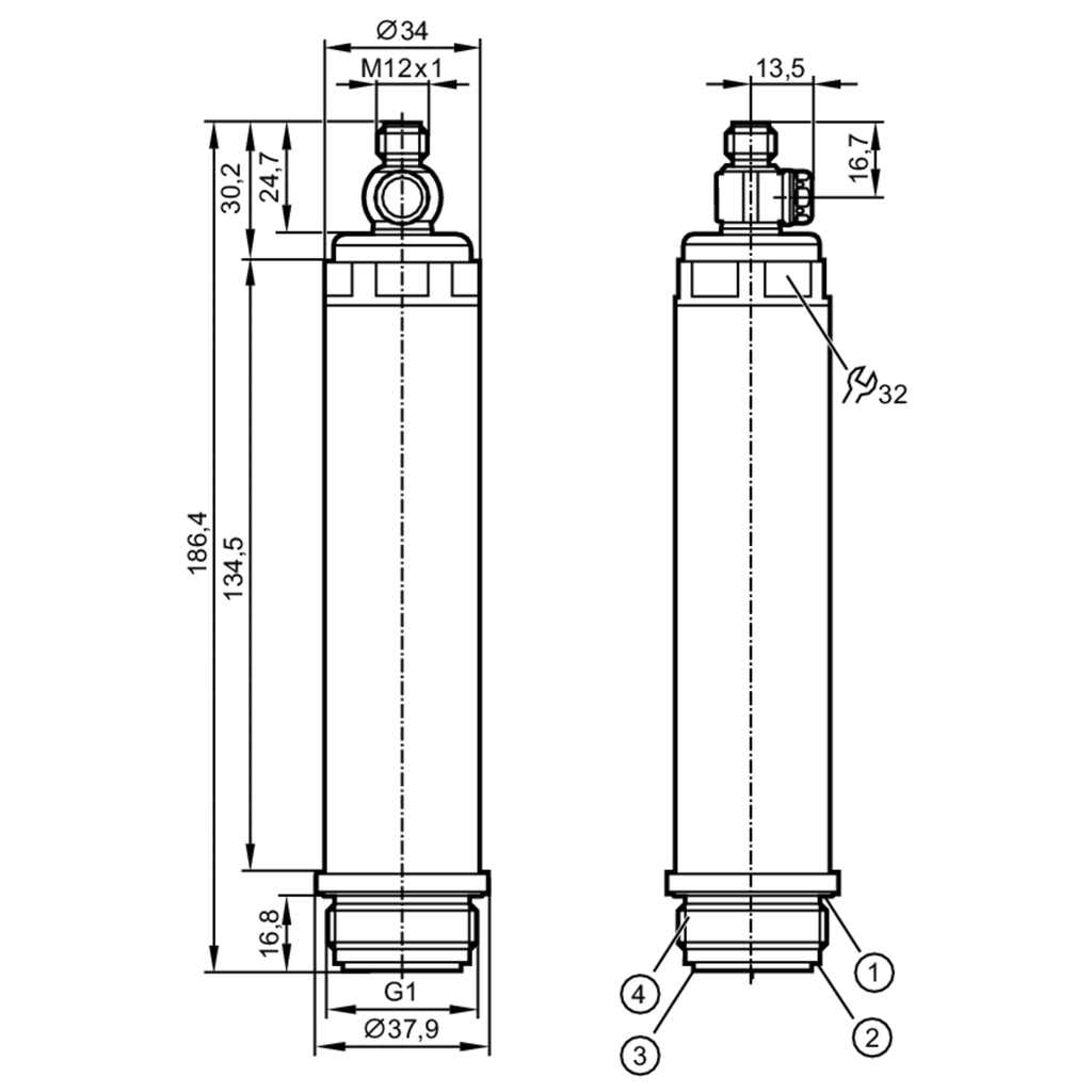 6/10/15/20K SILO LEVEL SENSOR SCALABLE -1.82/36.26PSI, 4-20mA ANALOG OUTPUT