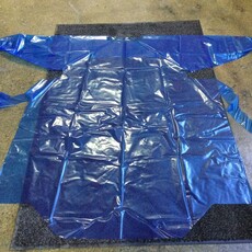 VR BLUE ELASTIC CUFF GOWN 4-MIL, 55" LENGTH, X-LARGE, X-LONG (CS 50)