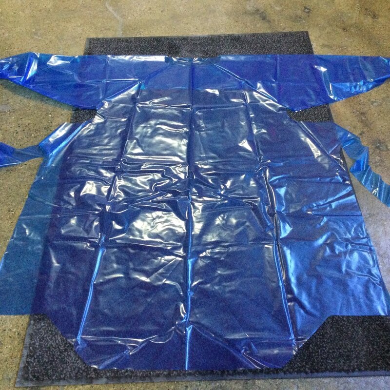 VR BLUE ELASTIC CUFF GOWN 4-MIL, 55" LENGTH, X-LARGE, X-LONG (CS 50)