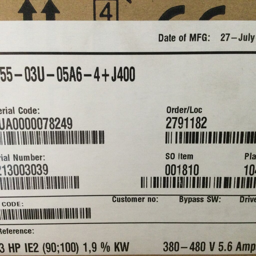 VFD 3HP, 3PH, 380-400V, 5.6A