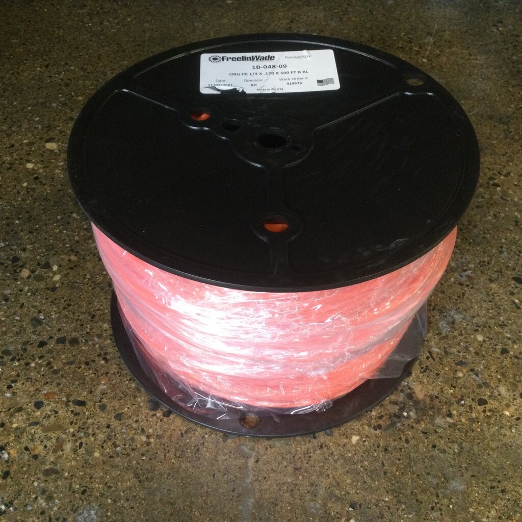 1/4 ORANGE POLYETHLENE HARD TUBING (PER FT)