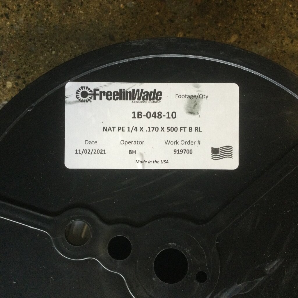 1/4 NATURAL POLYETHLENE HARD TUBING (PER FT) 500FT ROLL