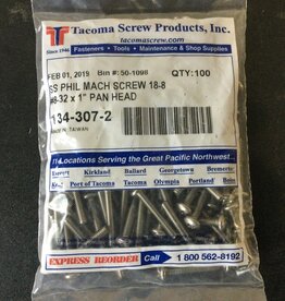 PAN HEAD S/S MACHINE SCREW 18-8 #8-32 X 1"