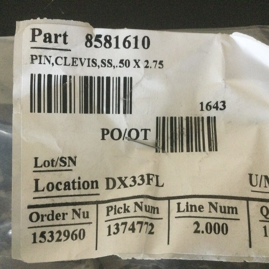 BOUMATIC ROTARY XCALIBUR 360EX DETACHER PULLEY S/S PIN 1/2 X 2-3/4