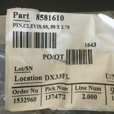 BOUMATIC ROTARY XCALIBUR 360EX DETACHER PULLEY S/S PIN 1/2 X 2-3/4