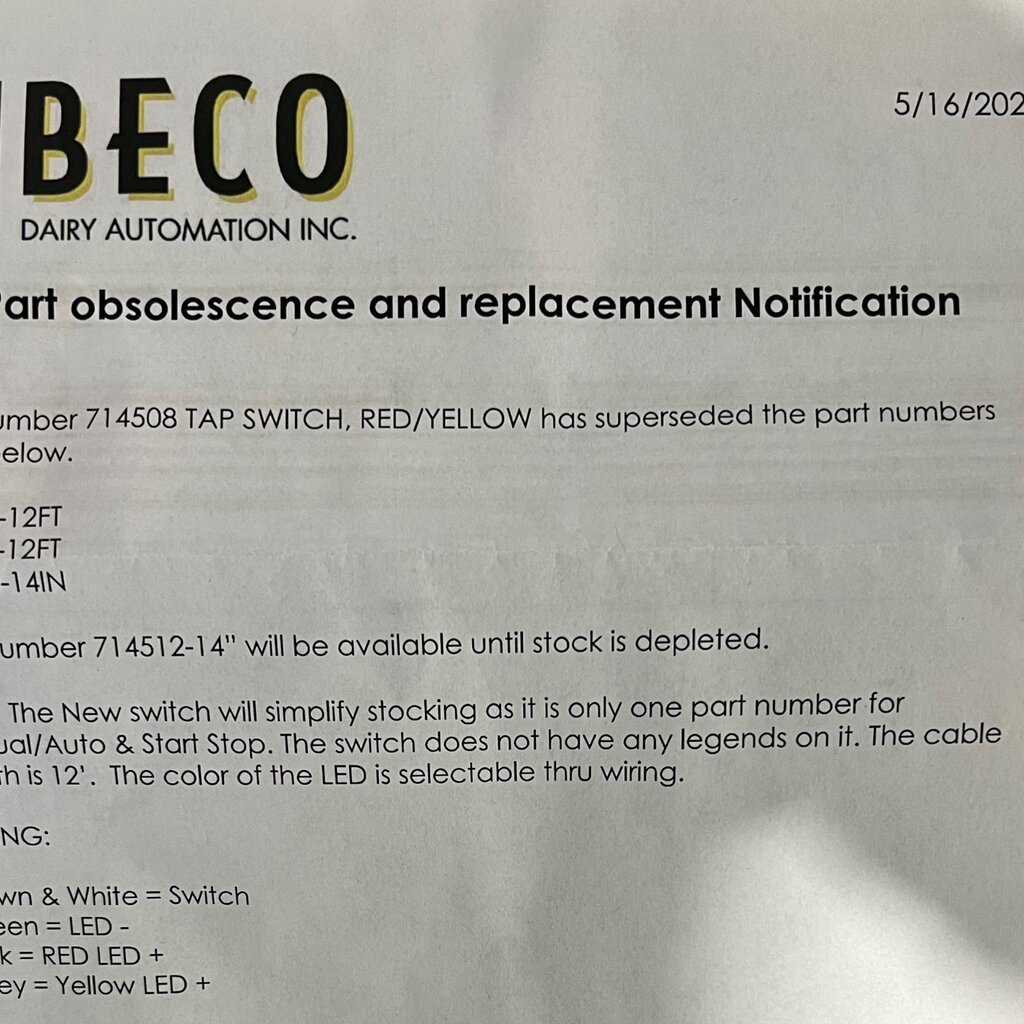 BECO MANUAL & START/STOP TAP SWITCH