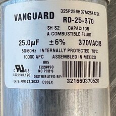 LEESON 191482.00 MOTOR ROUND RUN CAPACITOR 25-UF, 370VAC