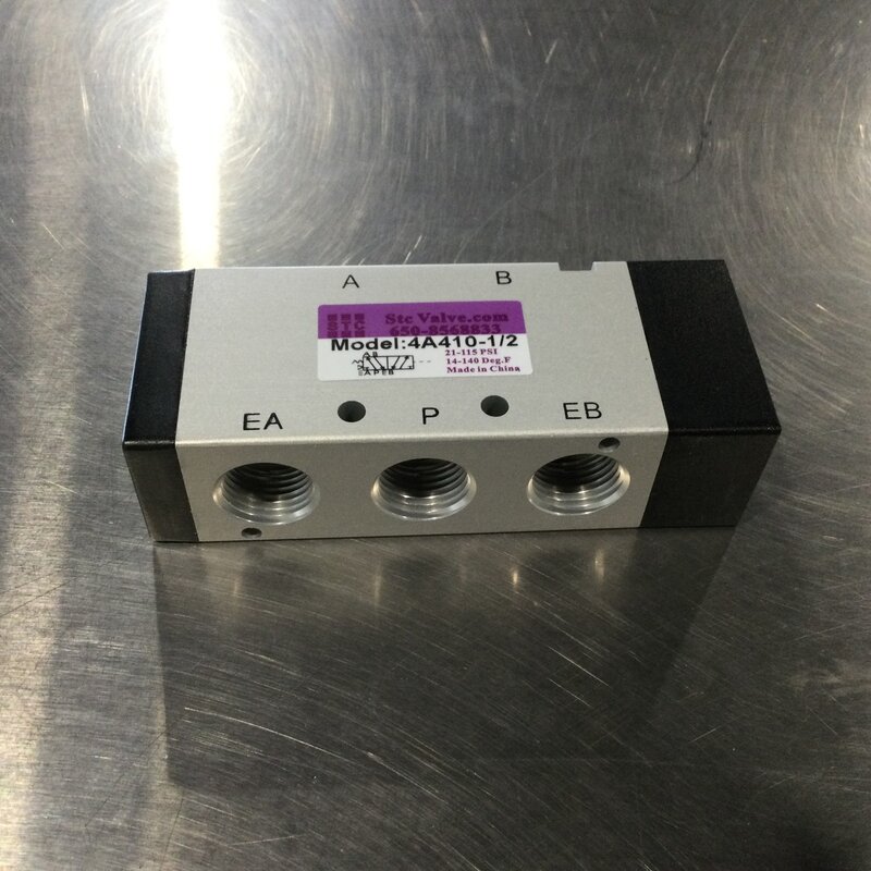 AIR VALVE 1/2 SINGLE PILOT ACTUATED, 5-PORT, 4-WAY, 2-POSITION