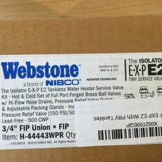 WEBSTONE BRASS TANKLESS RINNAI WATER HEATER SERVICE VALVES 3/4 FPT