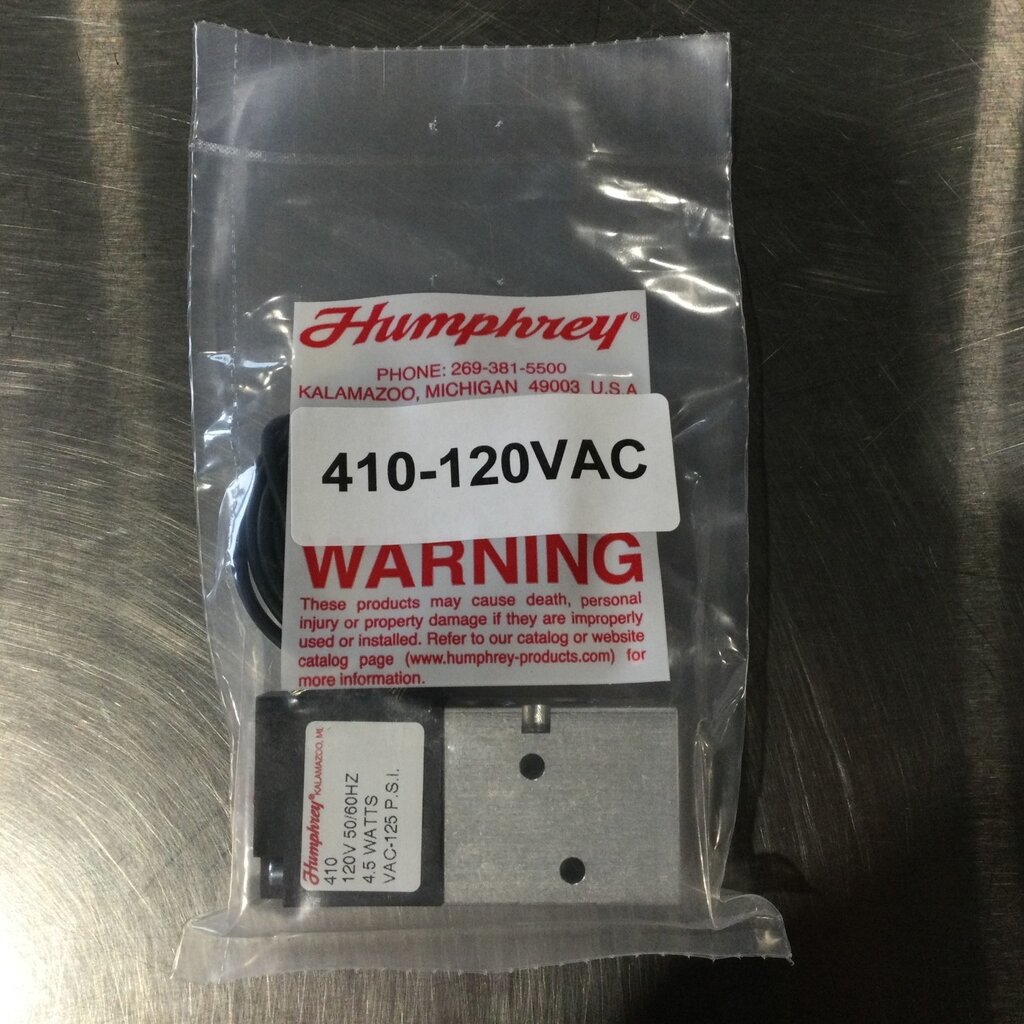 4-WAY DIRECT ACTING SOLENOID VALVE, 120VAC, 50/60Hz, 4.5 WATTS, 125 PSI, 1/8-27 PORTS