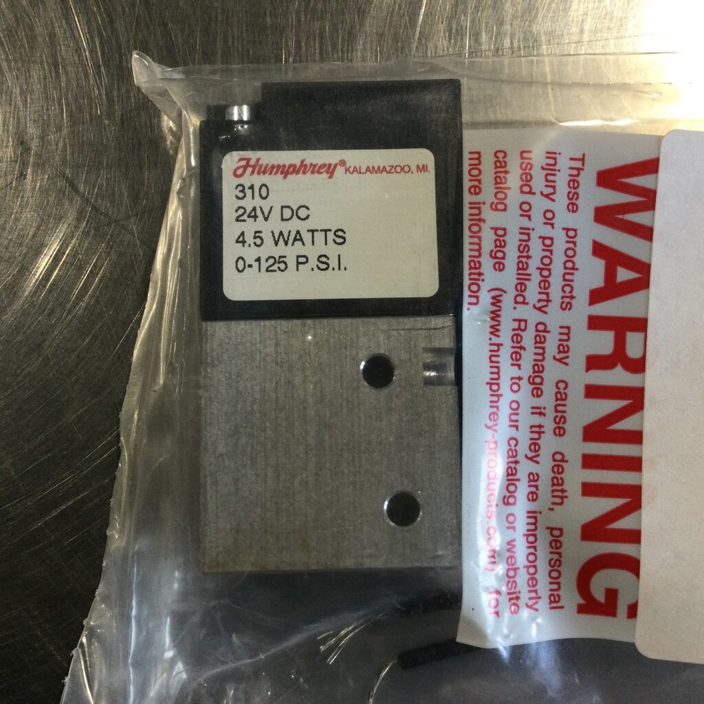 3-WAY DIRECT ACTING SOLENOID VALVE, 24VDC, 4.5 WATTS, 125 PSI, 1/8-27 PORTS