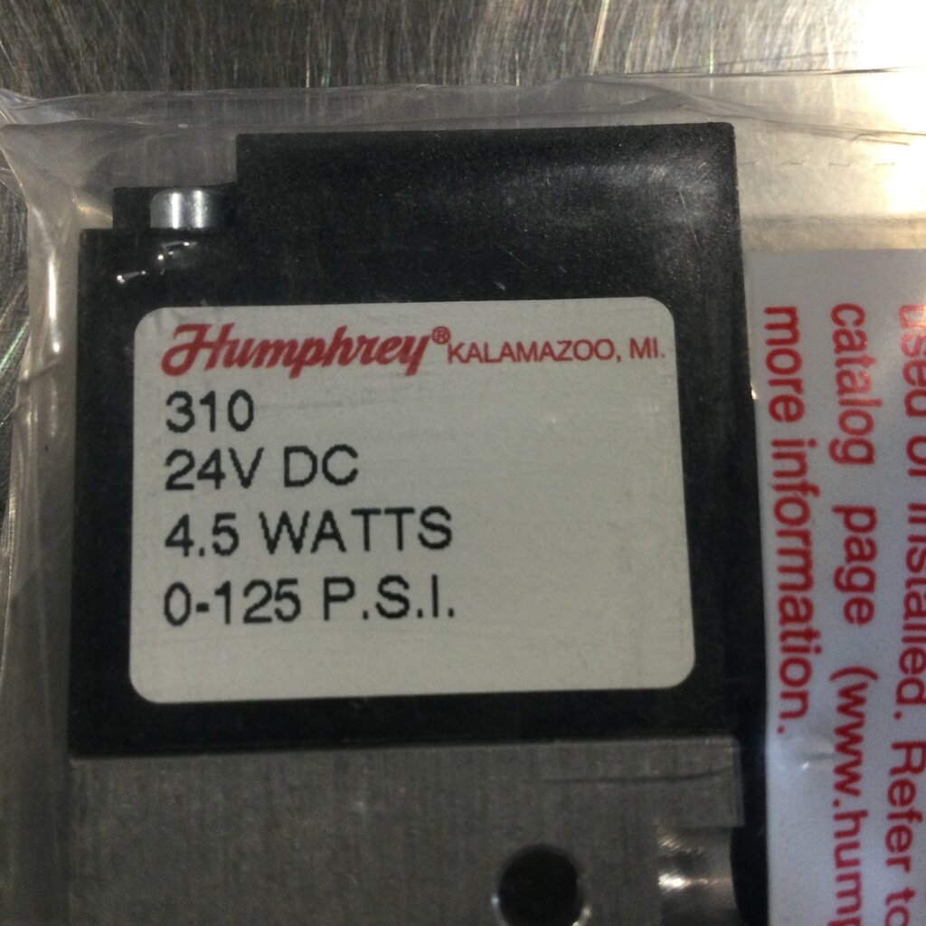 3-WAY DIRECT ACTING SOLENOID VALVE, 24VDC, 4.5 WATTS, 125 PSI, 1/8-27 PORTS