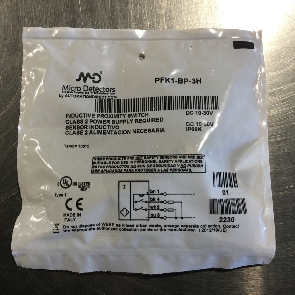 PROXIMITY SENSOR S/S, 18mm dia. X 63mm BODY, 8mm SENSING DISTANCE, 10-30VDC, N.O. / N.C. OUTPUTS, M12 CONNECTOR