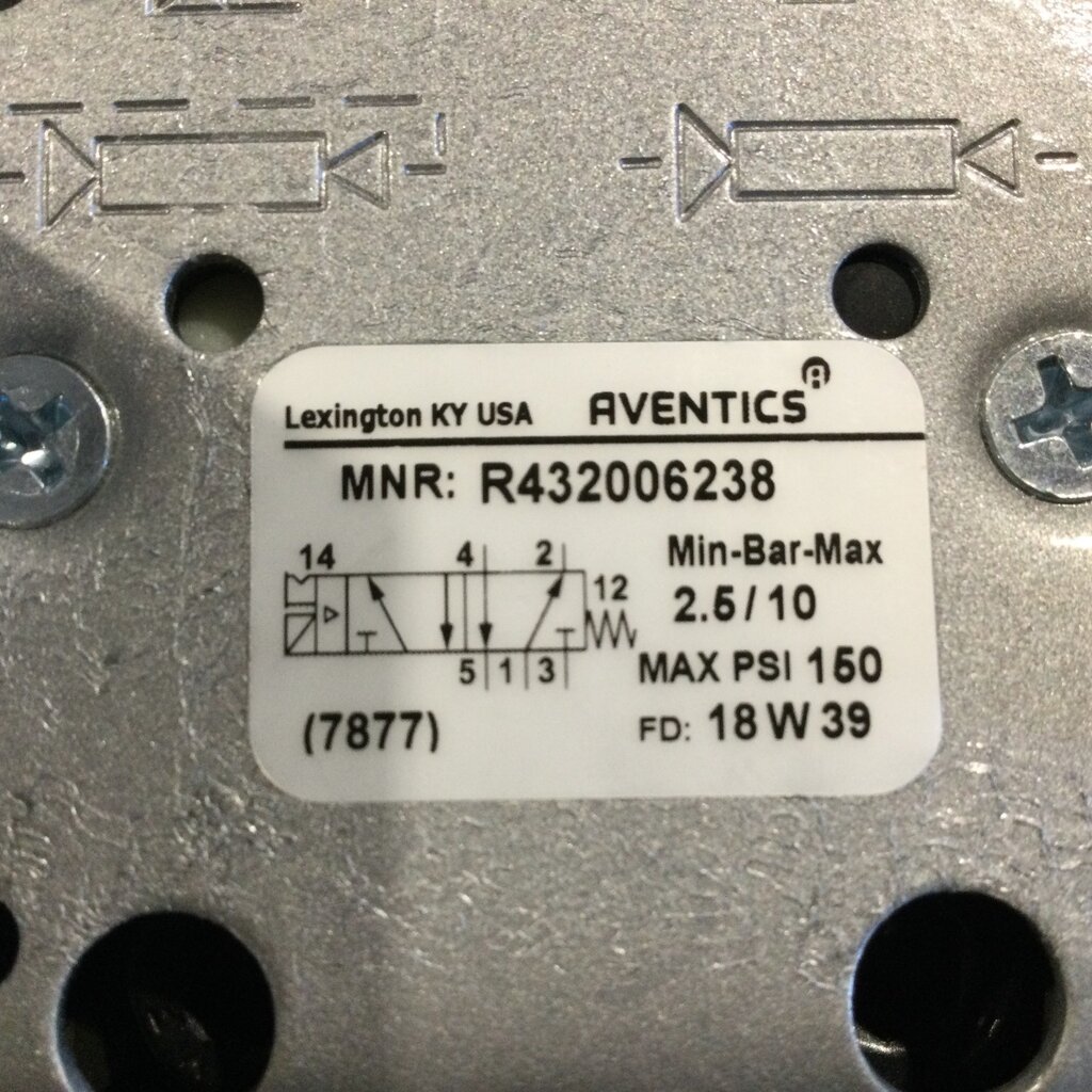 AIRTEK TW55 AVENTICS AIR CONTROL VALVE,  BASE MOUNTED, 4-WAY, 1-SOLENOID, 2-POSITION, PORT SIZE 1/2-14, 120VAC
