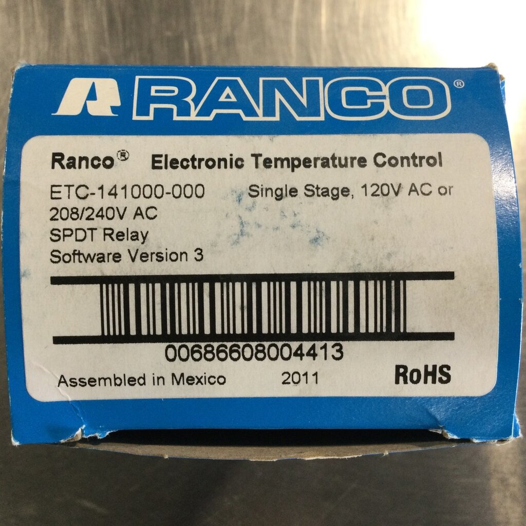 RANCO TEMPERATURE CONTROL 120/208/240 VAC, SPDT RELAY
