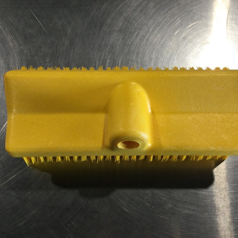 STIFF BRISTLED YELLOW FLOOR SCRUB BRUSH