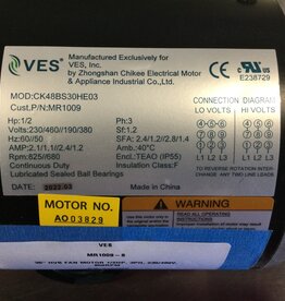 VES 36" HVB FAN MOTOR .5HP, 3PH, 230/460V, 825RPM, YOKE MOUNT
