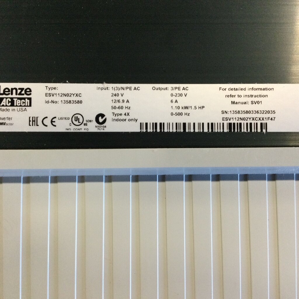 VES VFD, Protec, 1.5HP, 1.1kW, 230/240V, 3PH, Unfiltered, No Disconnect, Keypad, NEMA 4X/IP66, Unconfigured (VFD1032)