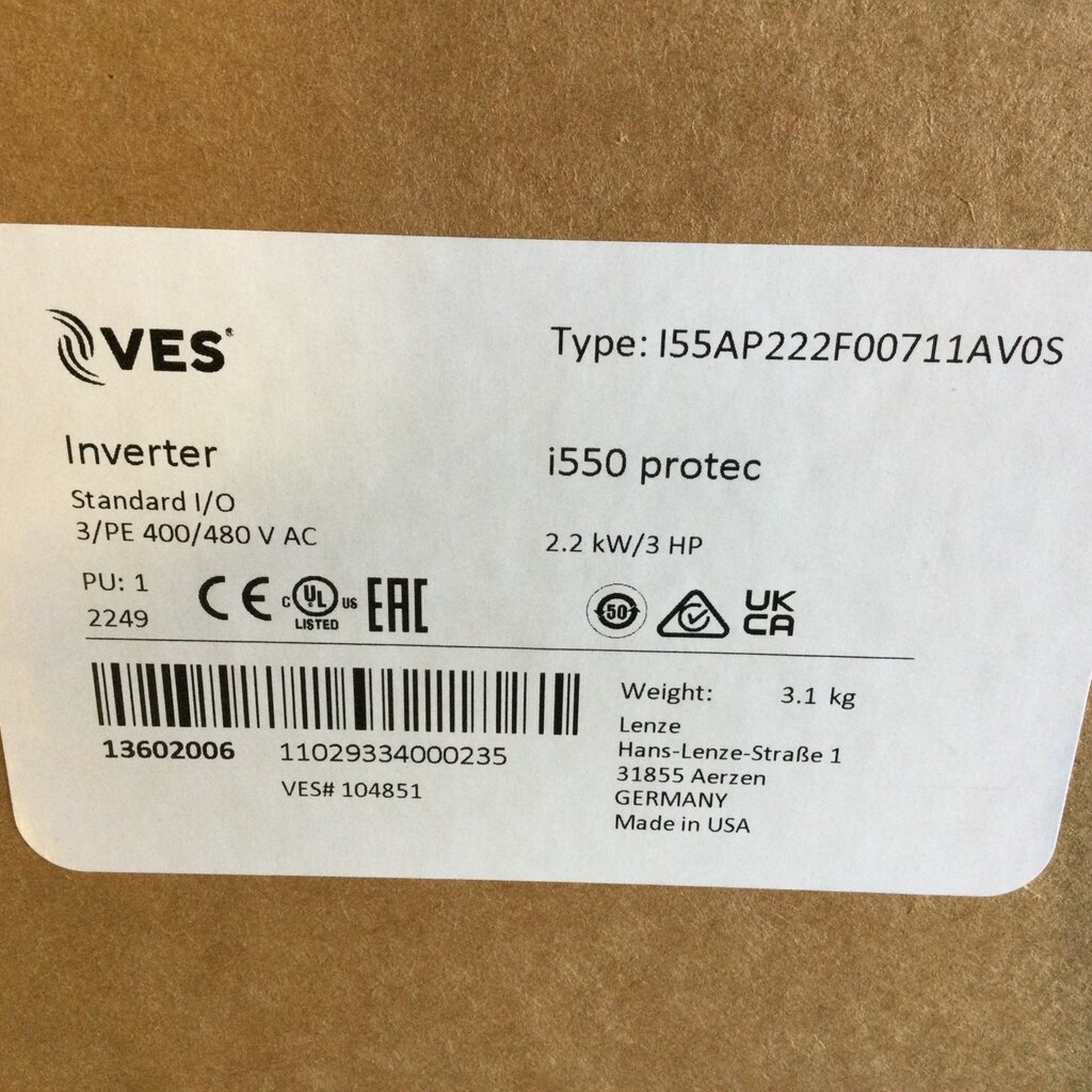 VES VFD i550 PROTECTION 3HP, 3PH, 400-480V, FILTERED INPUT
