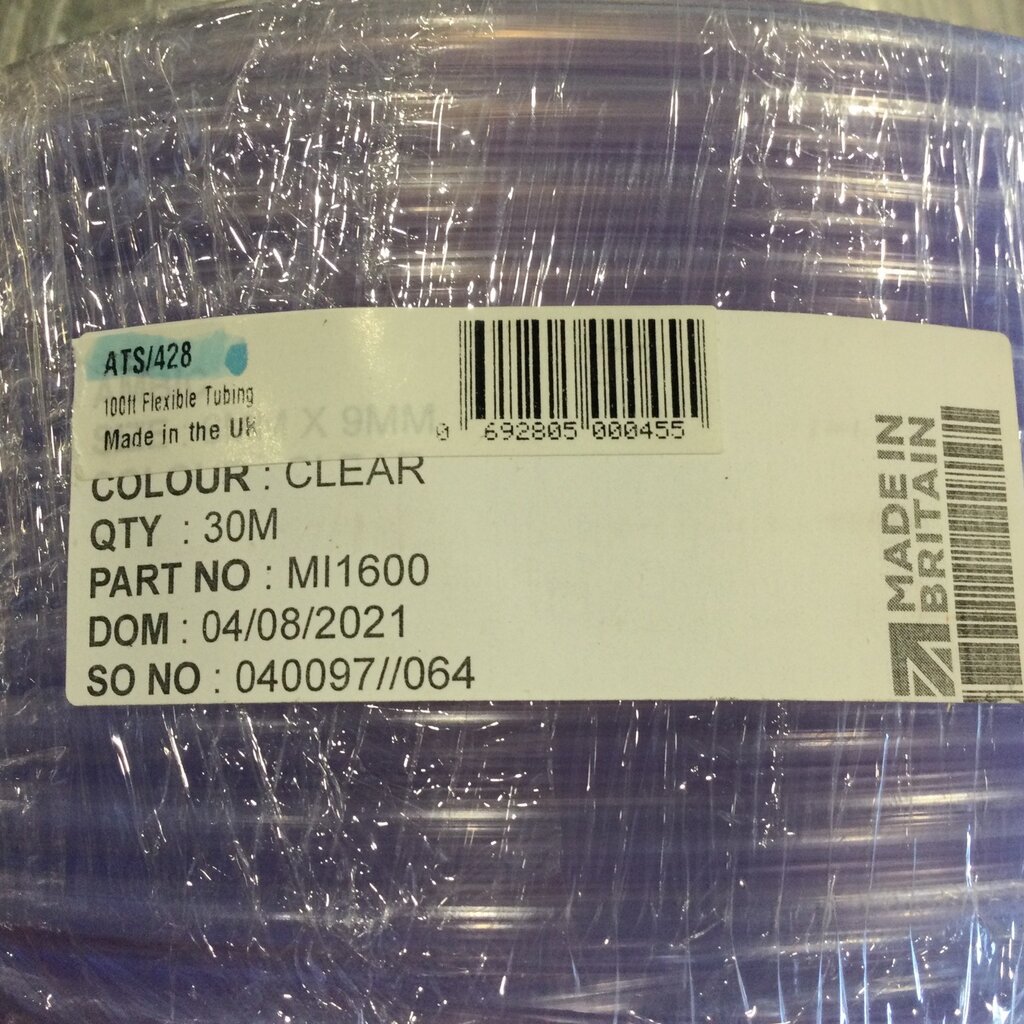 AMBIC TEAT SPRAYER 6mm I.D. HIGH PRESSURE TUBING (100FT)