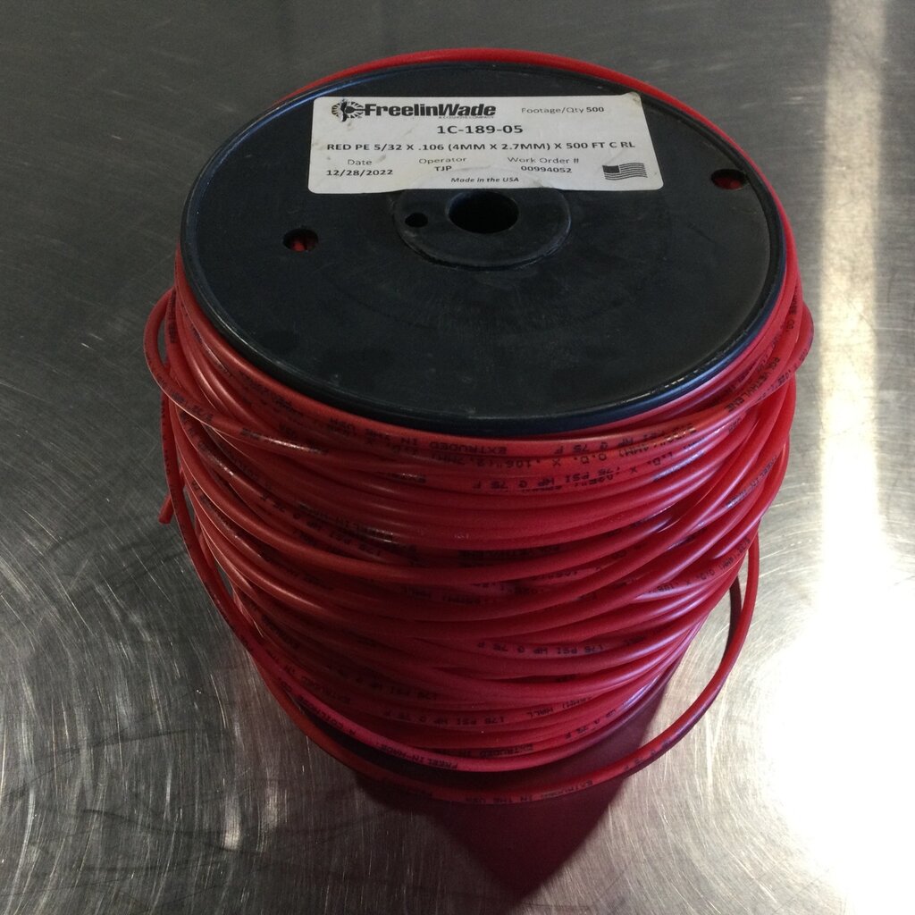5/32 RED POLYETHLENE HARD TUBING (PER FT)