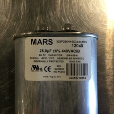 OVAL RUN/START CAPACITOR 25MFD, 370/440VAC