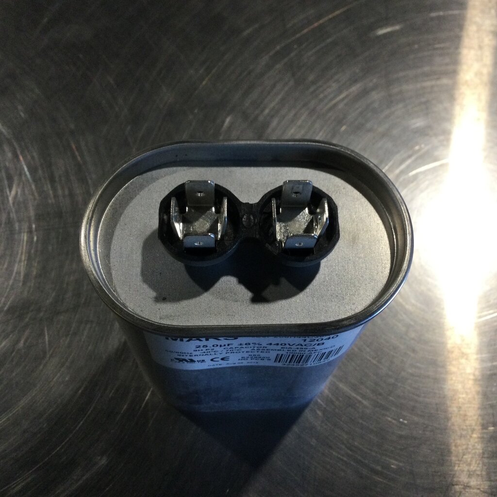 OVAL RUN/START CAPACITOR 25MFD, 370/440VAC