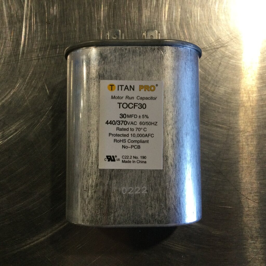 OVAL RUN/START CAPACITOR 30MFD, 370/440VAC