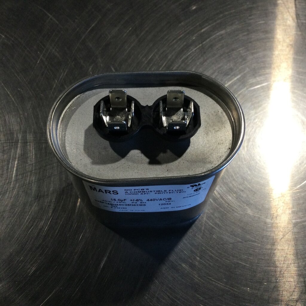 OVAL RUN/START CAPACITOR 15MFD, 440VAC