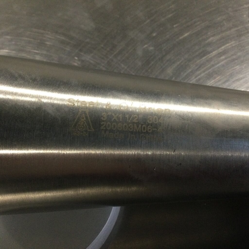 DIXON 3" X 1-1/2 S/S CLAMP CONCENTRIC CONE REDUCER