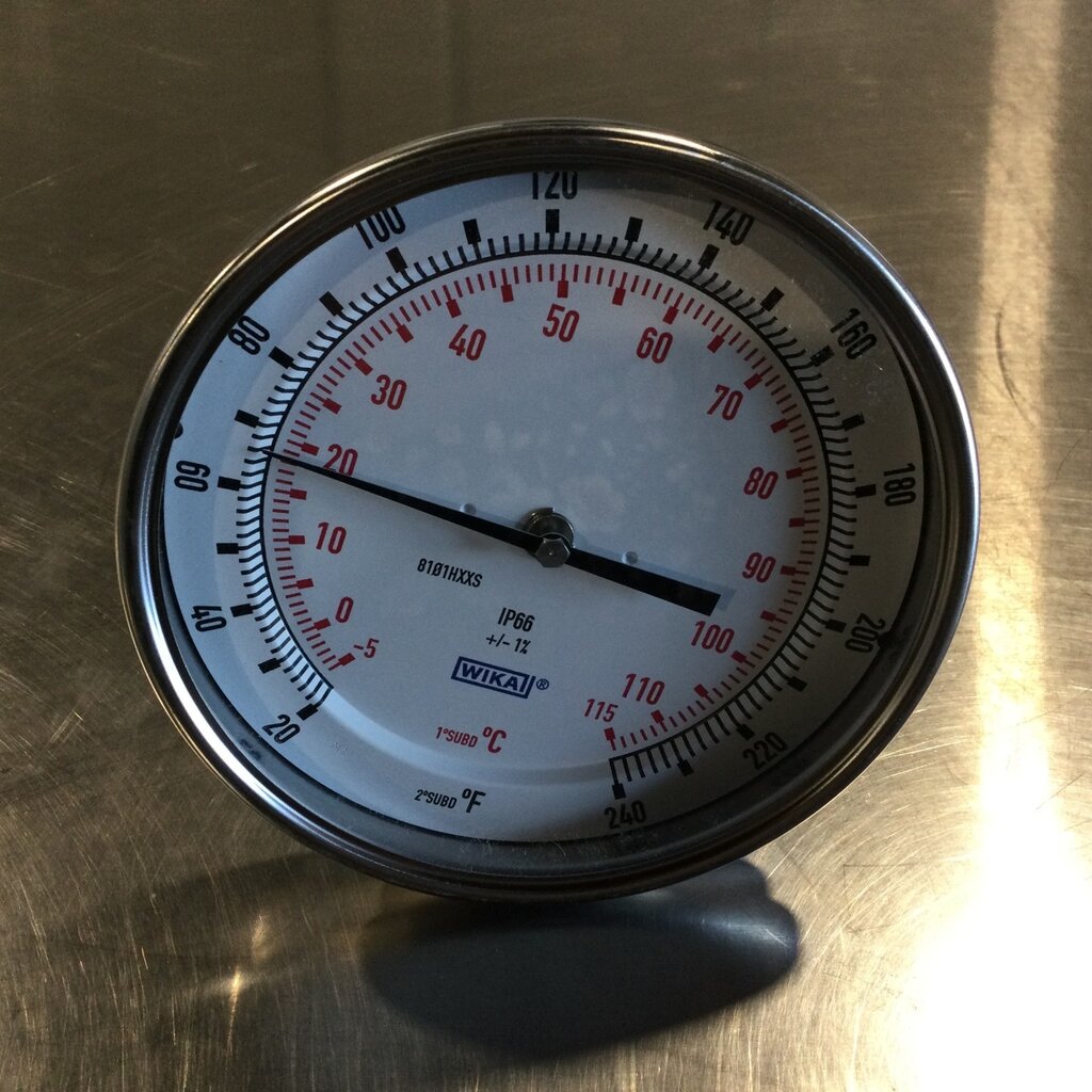 5" THERMOMETER 20/240°F, 1/2 NPT, 9" STEM