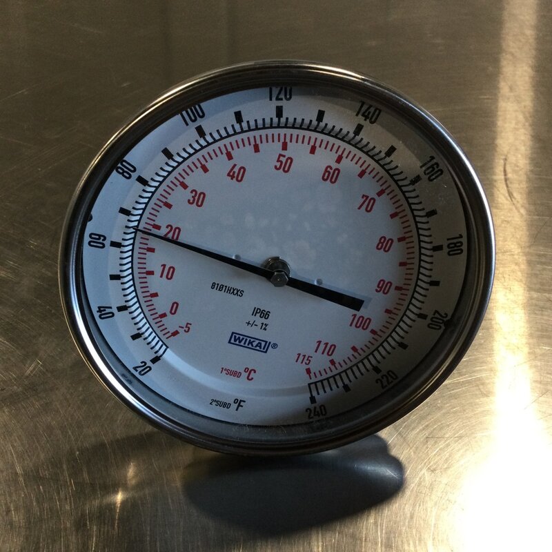 5" THERMOMETER 20/240°F, 1/2 NPT, 9" STEM