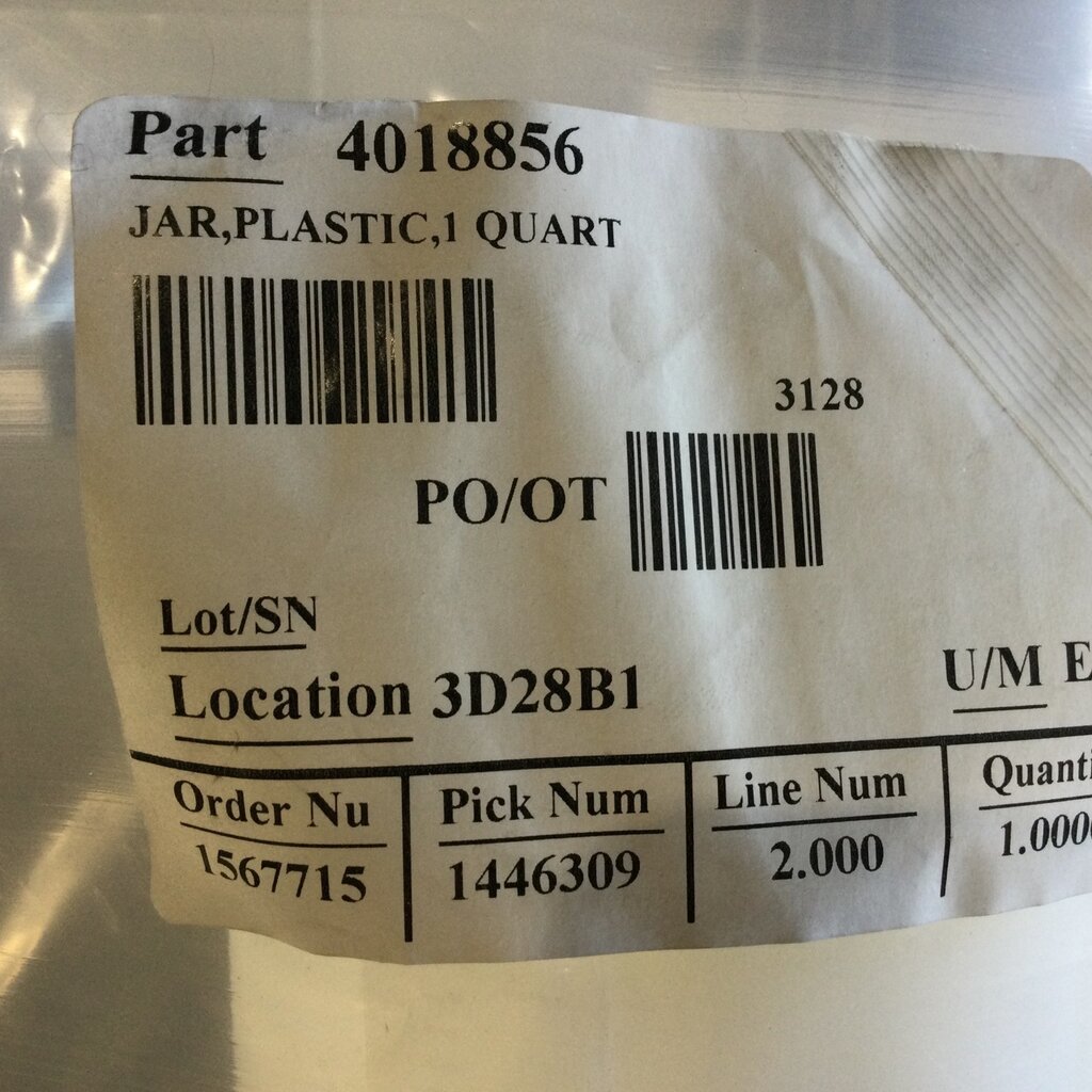 BOUMATIC JAR, PLASTIC, 1 QUART