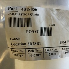 BOUMATIC JAR, PLASTIC, 1 QUART