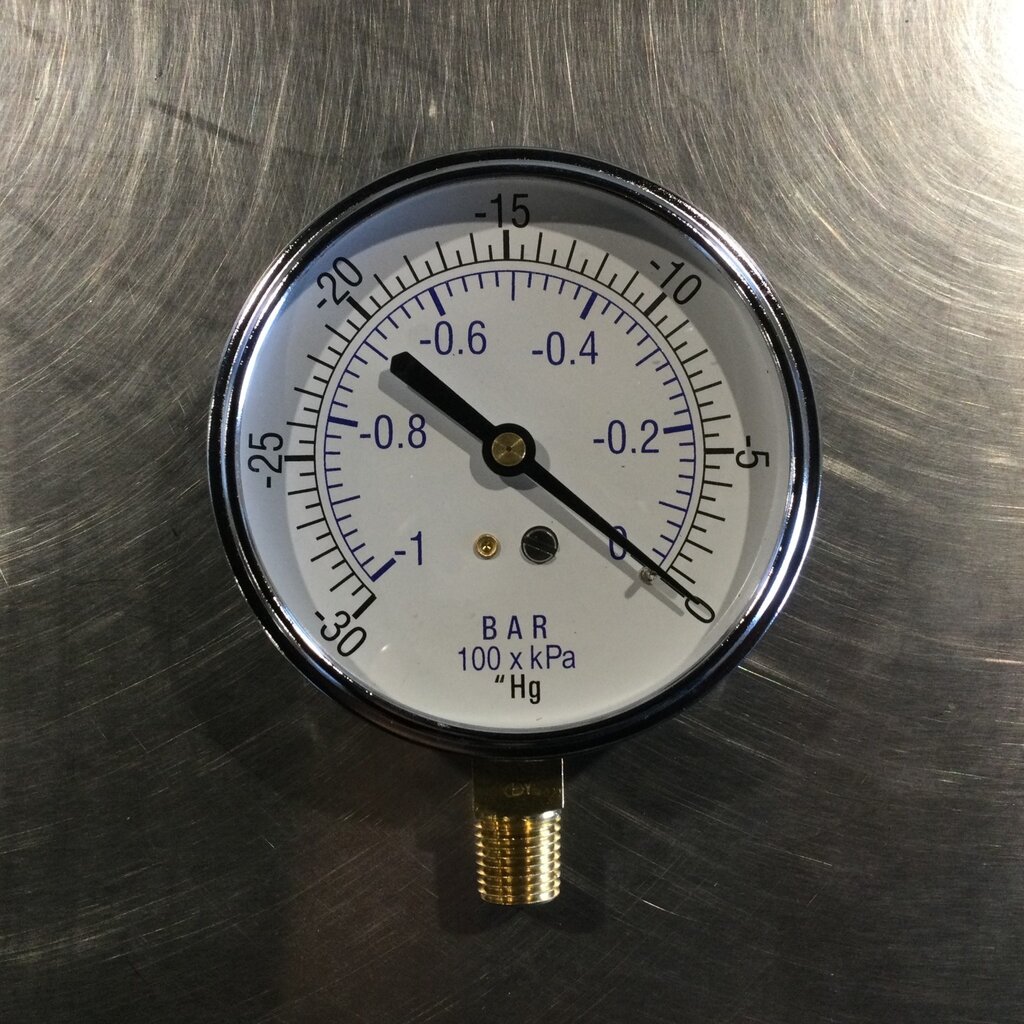 BOUMATIC VACUUM GAUGE DRY 3-1/2 FACE, 0-30 Hg
