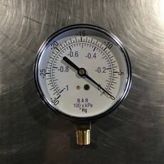 BOUMATIC VACUUM GAUGE DRY 3-1/2 FACE, 0-30 Hg
