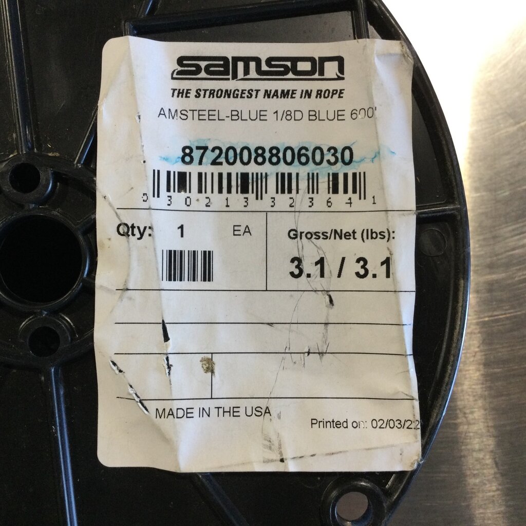 1/8 SAMSON HIGH TEST BLUE ROPE (600FT RL)