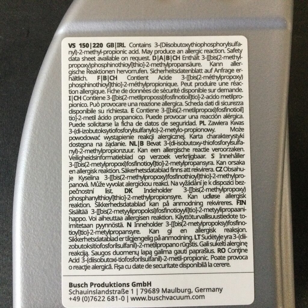 A4 VACUUM PUMP GEARBOX VS-150 OIL (0.5 LITERS)