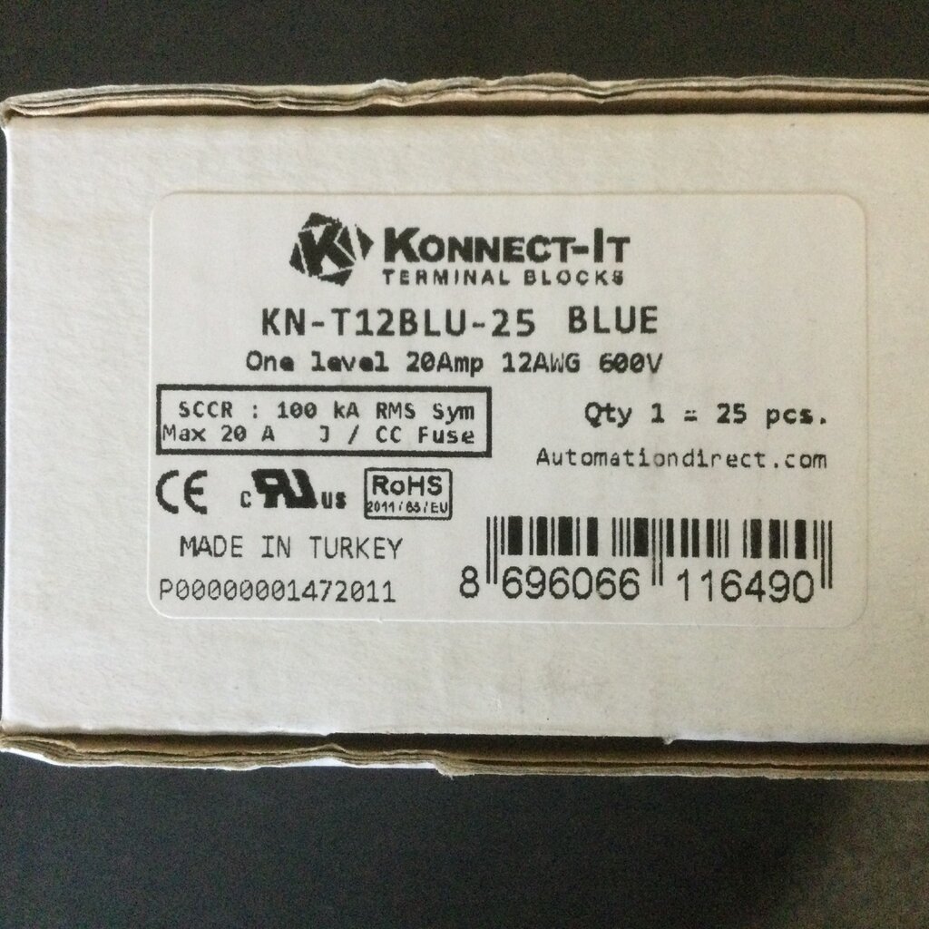 (BLUE) KONNECT-IT SINGLE-LEVEL TERMINAL BLOCK (PKG 25)