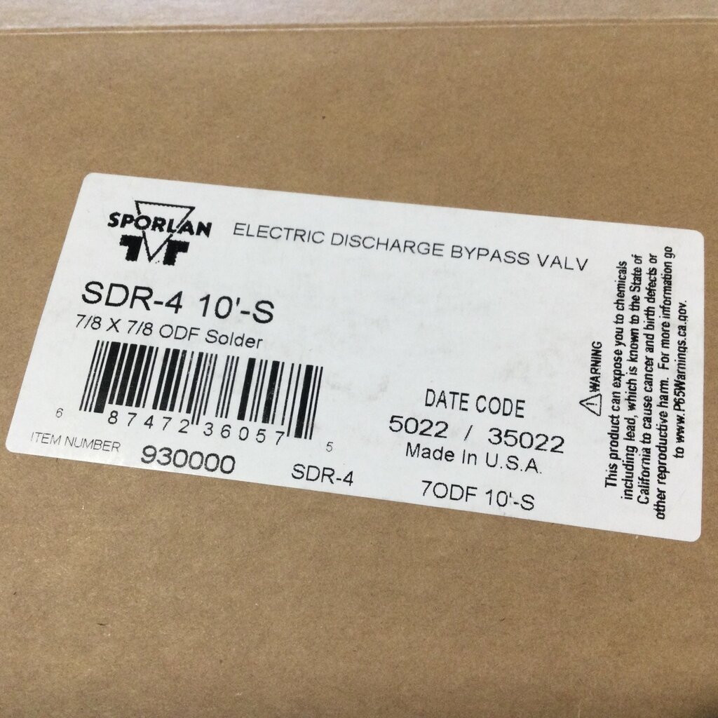 WHRL SPORLAN ELECTRIC HOT GAS BYPASS VALVE 7/8 X 7/8 ODF SOLDER SDR-4 10'-S