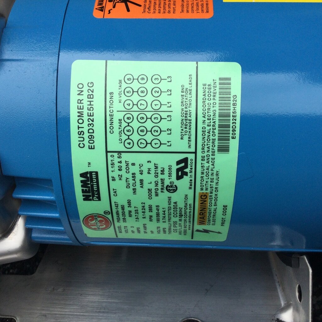 WHRL GOULDS PUMP 3HP, 3PH, 3500RPM, 56J FRAME, 4-1/16 IMPELLER, 1-1/2 NPT DISCHARGE X  2" NPT SUCTION (NEW)