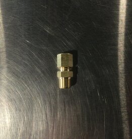 WHRL 120-TON CHILLER RTD PROBE ADAPTER BRASS COUPLING 3/16 COMPRESSION X 1/8 MPT